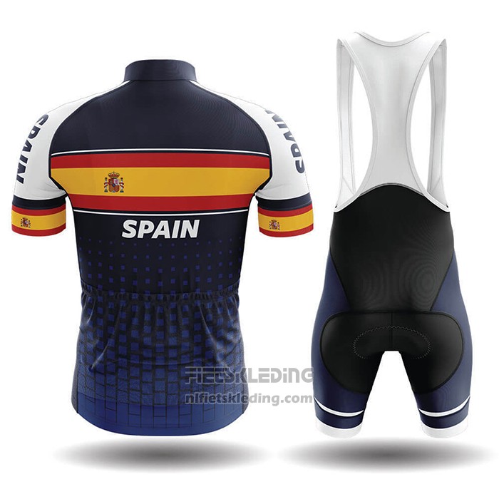 2020 Fietskleding Kampioen Spanje Blauw Geel Korte Mouwen en Koersbroek